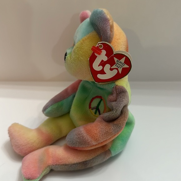 Rare 1996 Original Ty Peace Bear - Retired With Errors and Different Color Ears - Picture 3 of 9